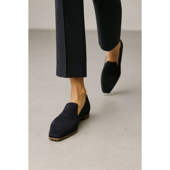 Cliff Dweller Suede Flats Navy Blue Minimalist Handmade Shoes Women’s Size 39 EU - Picture 2 of 12